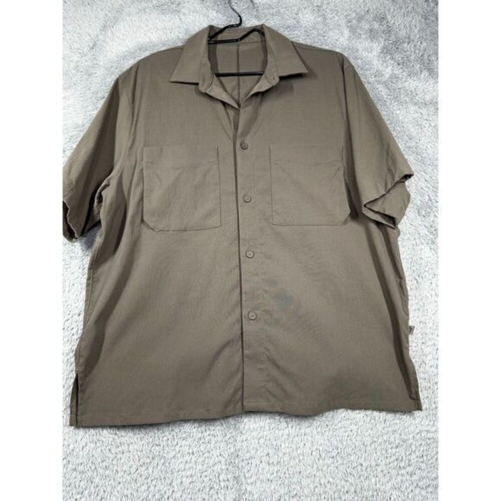 Lululemon Shirt Mens Large brown Button Up Shirt Sleeve Tactical Style‎